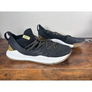Under Armour Curry 5 Black Gold White Speckled Basketball Shoes 3020657-003 13.5
